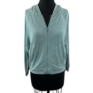 UNIQLO Tomas Maier Green Orange Hoodie Stripe Stretch Pocket Full Zip Sz Large L